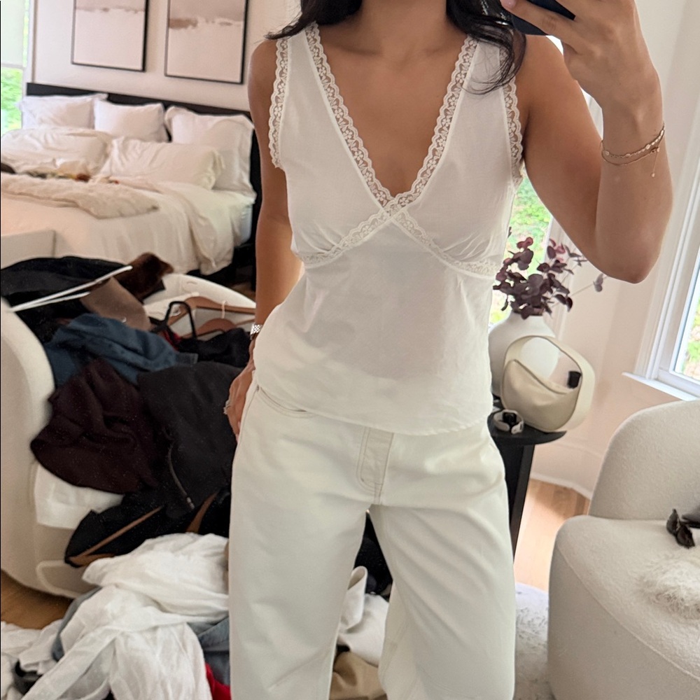 Cou Cou Iris Tank White Lace-Trim Sleep Tank Top - Women Intimates - Picture 3 of 3